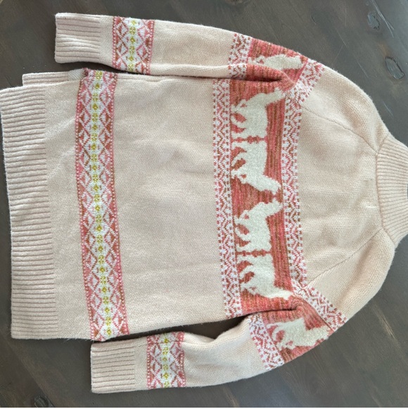 Anthropologie Pink and Cream Alpaca Sweater - Picture 4 of 5